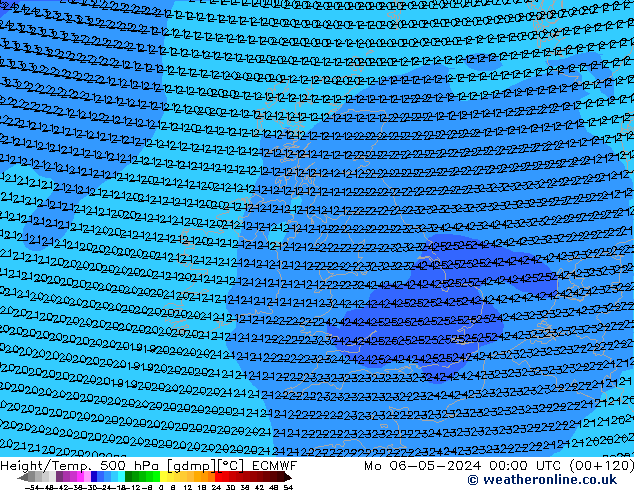 Z500/Rain (+SLP)/Z850 ECMWF Mo 06.05.2024 00 UTC