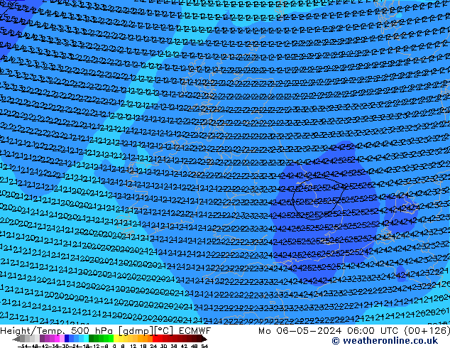 Height/Temp. 500 hPa ECMWF Mo 06.05.2024 06 UTC