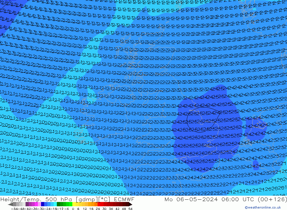 Height/Temp. 500 hPa ECMWF Mo 06.05.2024 06 UTC