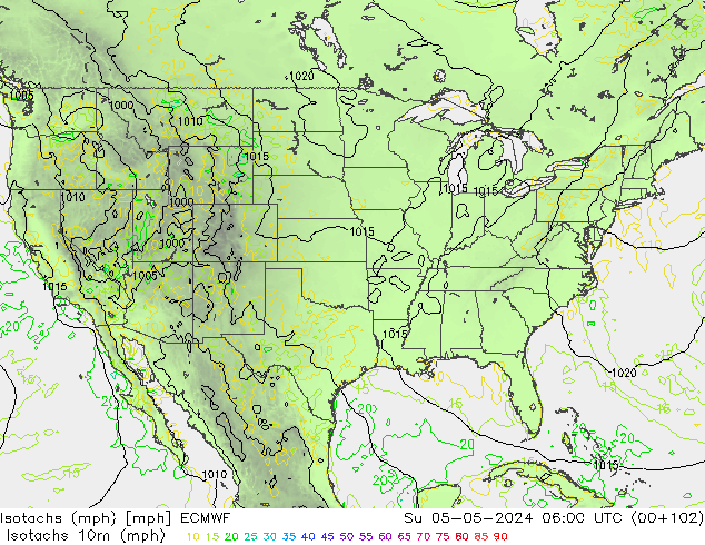 Isotachs (mph) ECMWF Dom 05.05.2024 06 UTC