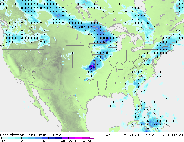 Z500/Rain (+SLP)/Z850 ECMWF Qua 01.05.2024 06 UTC