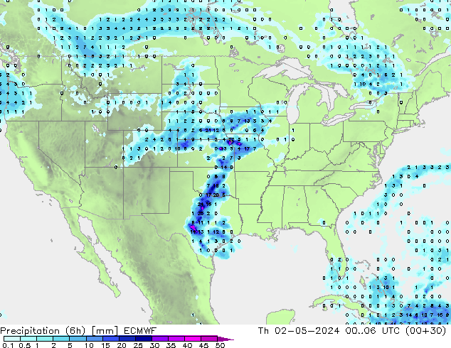 Z500/Rain (+SLP)/Z850 ECMWF gio 02.05.2024 06 UTC