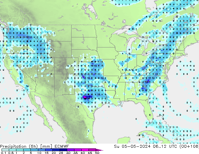 Precipitação (6h) ECMWF Dom 05.05.2024 12 UTC