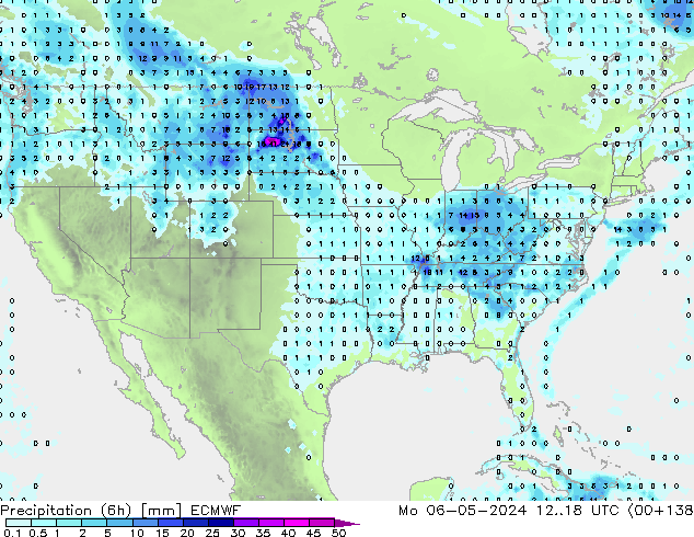 Z500/Rain (+SLP)/Z850 ECMWF pon. 06.05.2024 18 UTC