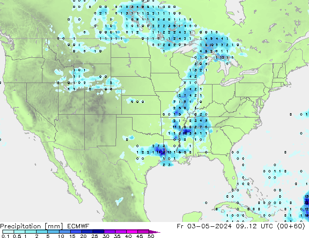 Precipitazione ECMWF ven 03.05.2024 12 UTC