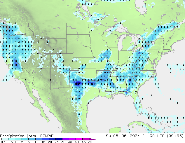 Precipitation ECMWF Su 05.05.2024 00 UTC