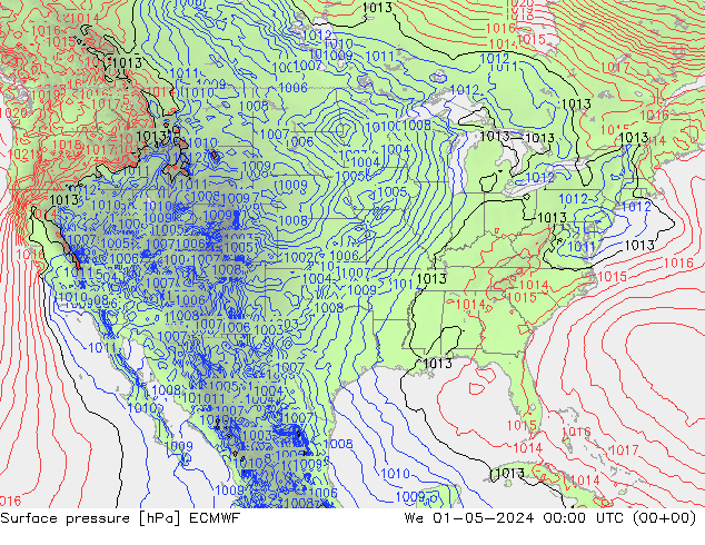 pressão do solo ECMWF Qua 01.05.2024 00 UTC