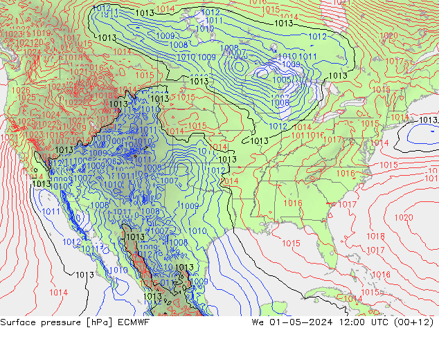 Surface pressure ECMWF We 01.05.2024 12 UTC