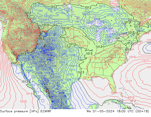 Yer basıncı ECMWF Çar 01.05.2024 18 UTC