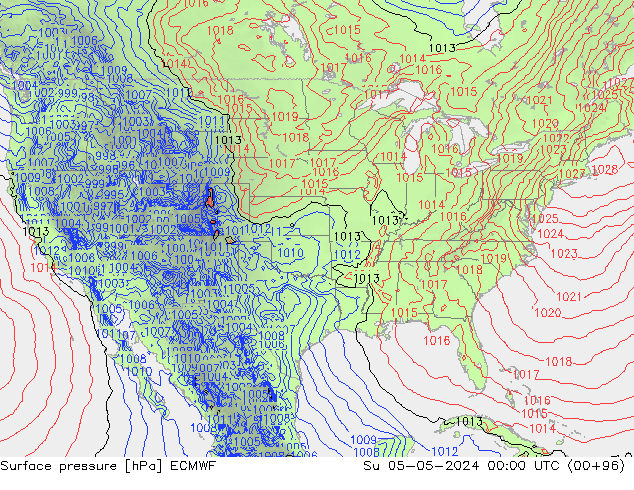 pressão do solo ECMWF Dom 05.05.2024 00 UTC