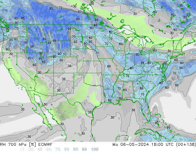 RH 700 hPa ECMWF Mo 06.05.2024 18 UTC