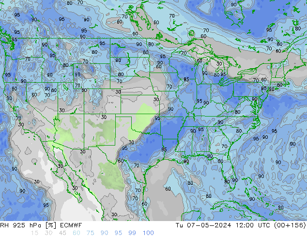 RH 925 hPa ECMWF Tu 07.05.2024 12 UTC