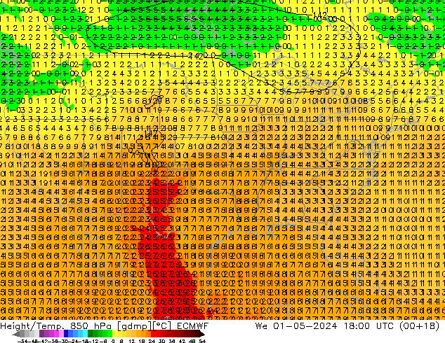 Z500/Rain (+SLP)/Z850 ECMWF śro. 01.05.2024 18 UTC