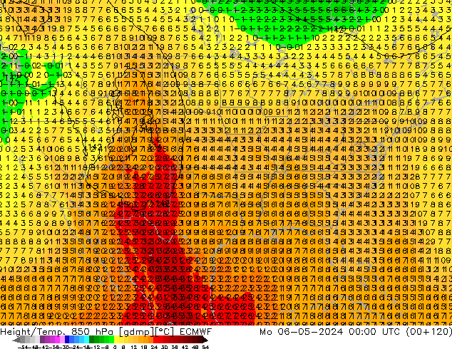 Z500/Rain (+SLP)/Z850 ECMWF lun 06.05.2024 00 UTC