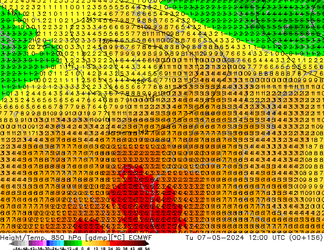 Height/Temp. 850 hPa ECMWF Tu 07.05.2024 12 UTC