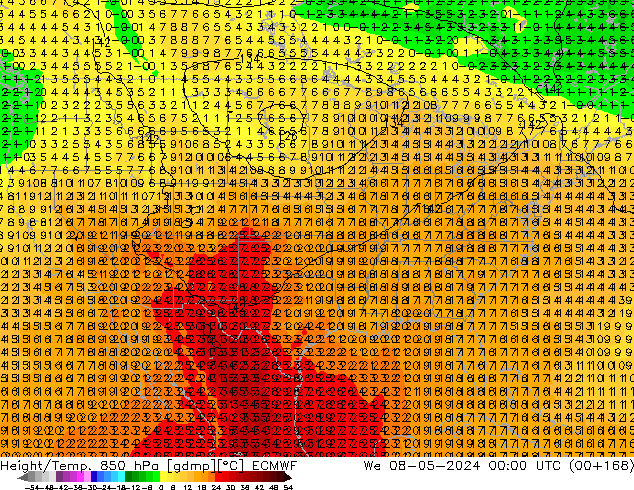 Z500/Rain (+SLP)/Z850 ECMWF Qua 08.05.2024 00 UTC