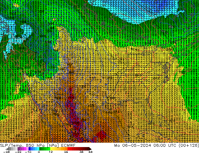 SLP/Temp. 850 hPa ECMWF Mo 06.05.2024 06 UTC