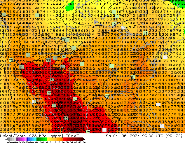 Height/Temp. 925 hPa ECMWF sab 04.05.2024 00 UTC