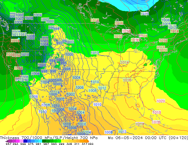 Thck 700-1000 hPa ECMWF Mo 06.05.2024 00 UTC