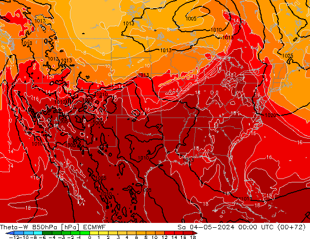 Theta-W 850hPa ECMWF sab 04.05.2024 00 UTC