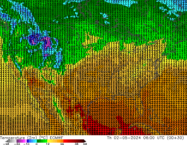 Temperature (2m) ECMWF Th 02.05.2024 06 UTC