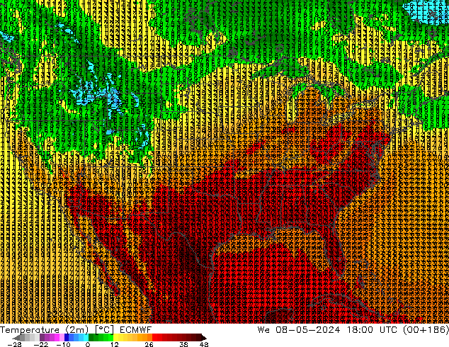 température (2m) ECMWF mer 08.05.2024 18 UTC