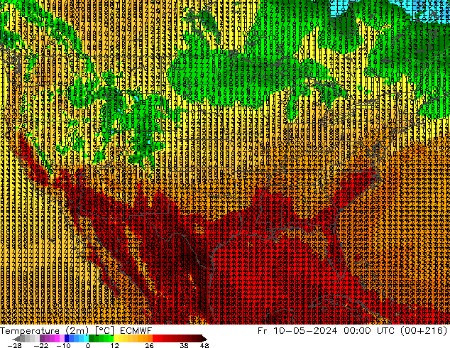 température (2m) ECMWF ven 10.05.2024 00 UTC