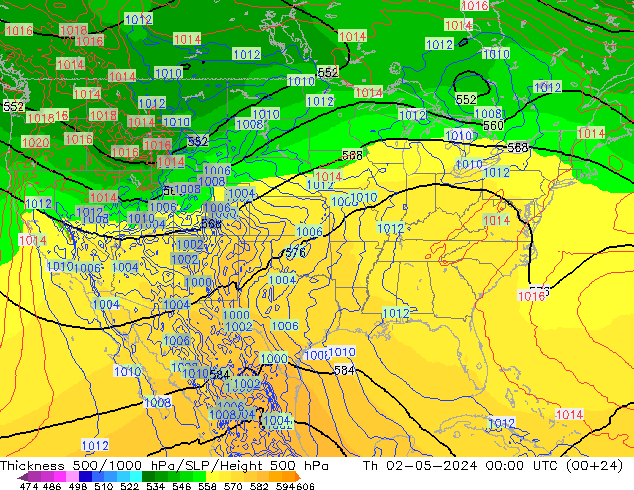 Schichtdicke 500-1000 hPa ECMWF Do 02.05.2024 00 UTC