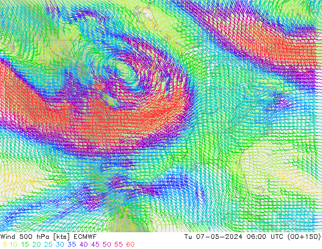 Rüzgar 500 hPa ECMWF Sa 07.05.2024 06 UTC