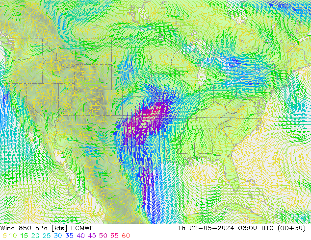 Wind 850 hPa ECMWF Th 02.05.2024 06 UTC