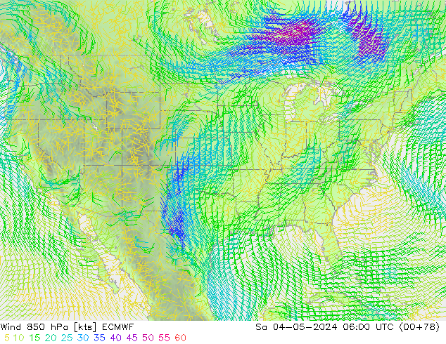 Wind 850 hPa ECMWF Sa 04.05.2024 06 UTC