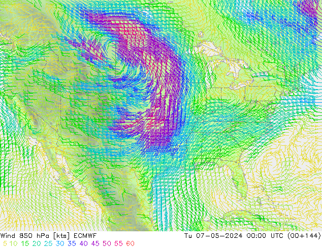 Wind 850 hPa ECMWF di 07.05.2024 00 UTC