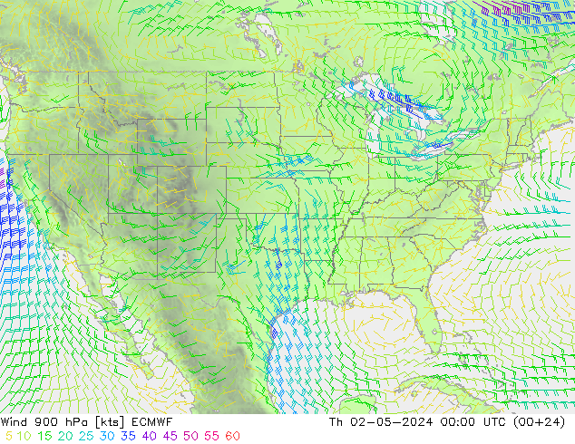 Wind 900 hPa ECMWF Do 02.05.2024 00 UTC