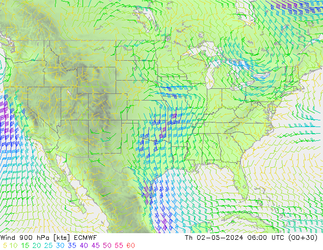 Wind 900 hPa ECMWF Th 02.05.2024 06 UTC