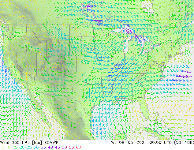 Viento 950 hPa ECMWF mié 08.05.2024 00 UTC