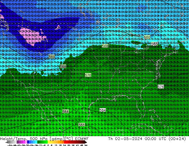 Z500/Rain (+SLP)/Z850 ECMWF  02.05.2024 00 UTC