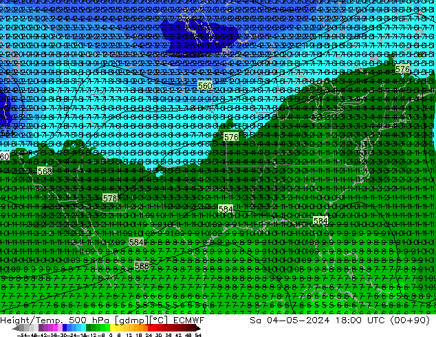 Z500/Rain (+SLP)/Z850 ECMWF Sáb 04.05.2024 18 UTC