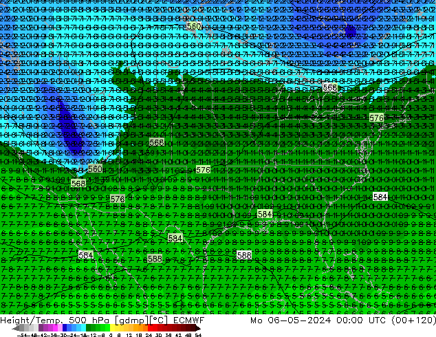 Z500/Rain (+SLP)/Z850 ECMWF Seg 06.05.2024 00 UTC