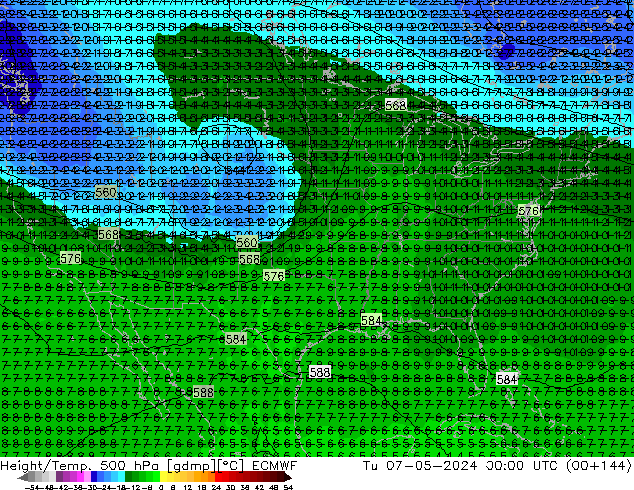 Z500/Yağmur (+YB)/Z850 ECMWF Sa 07.05.2024 00 UTC