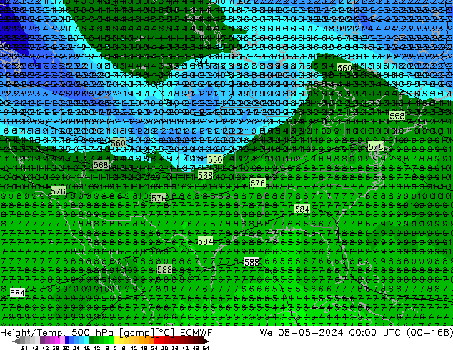 Z500/Rain (+SLP)/Z850 ECMWF We 08.05.2024 00 UTC