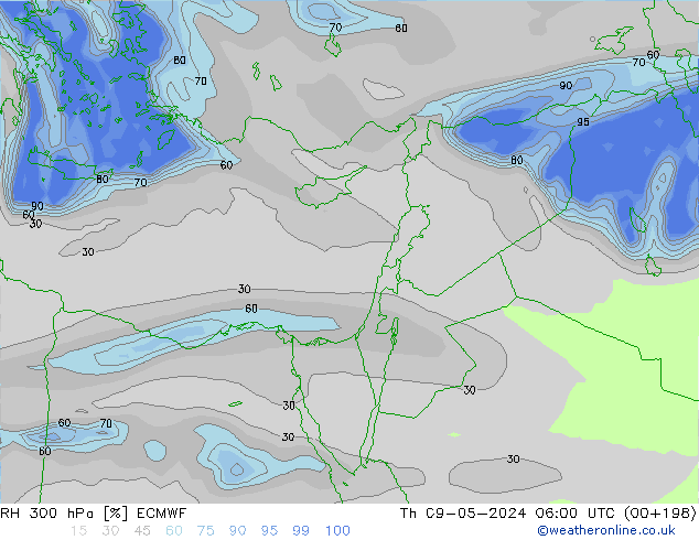 RH 300 hPa ECMWF Čt 09.05.2024 06 UTC