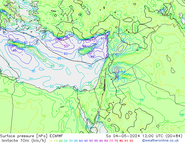 Isotaca (kph) ECMWF sáb 04.05.2024 12 UTC