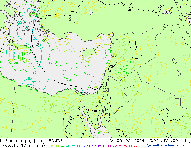 Isotachs (mph) ECMWF Dom 05.05.2024 18 UTC