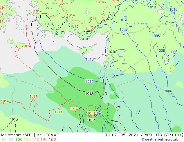 Corrente a getto ECMWF mar 07.05.2024 00 UTC