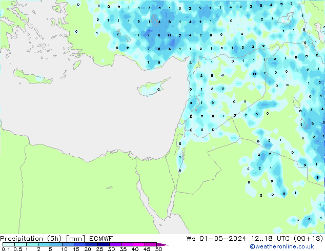 Precipitação (6h) ECMWF Qua 01.05.2024 18 UTC