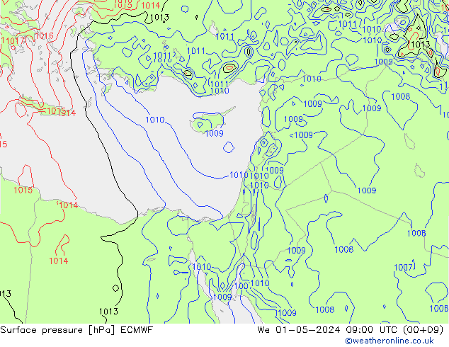 ciśnienie ECMWF śro. 01.05.2024 09 UTC