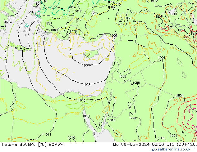 Theta-e 850hPa ECMWF ma 06.05.2024 00 UTC