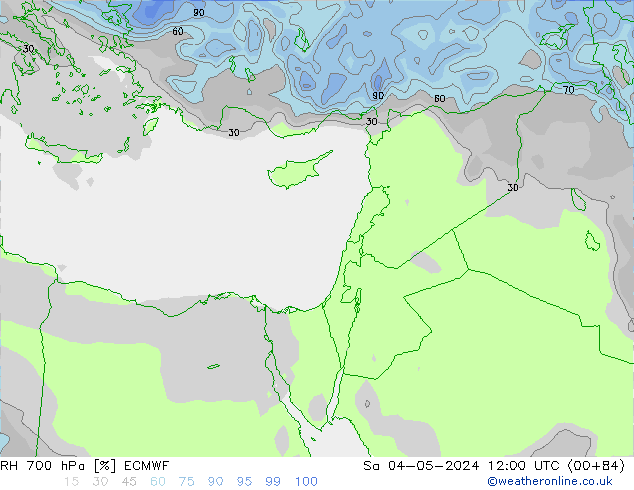 RH 700 hPa ECMWF so. 04.05.2024 12 UTC