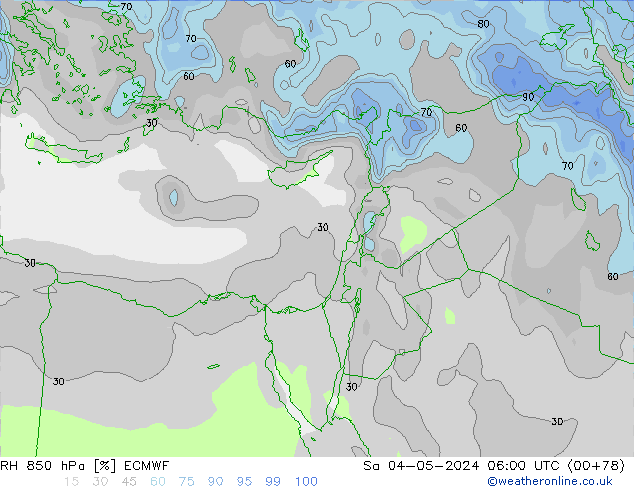 RH 850 hPa ECMWF Sa 04.05.2024 06 UTC