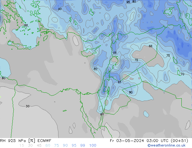 RH 925 hPa ECMWF ven 03.05.2024 03 UTC